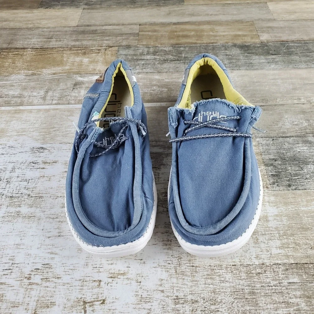 Hey Dude Wally Washed Canvas Shoes Mens Sz 7 Slip On Loafers Shoe